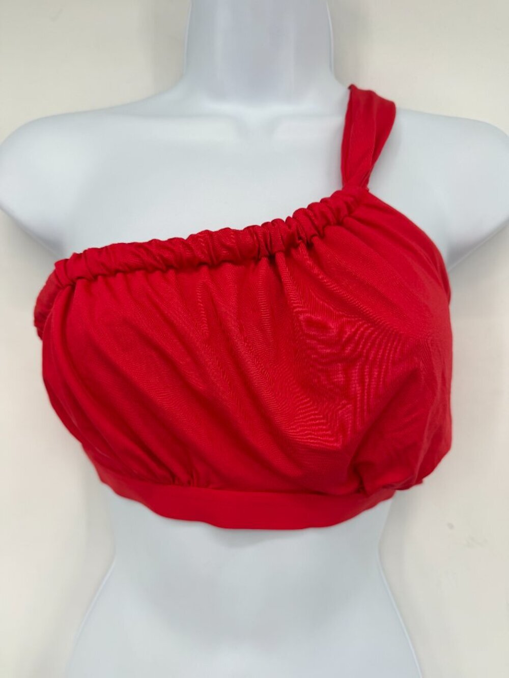 SKIN One Shoulder Bikini Top Red Ruched Swim Top Size S/P Summer